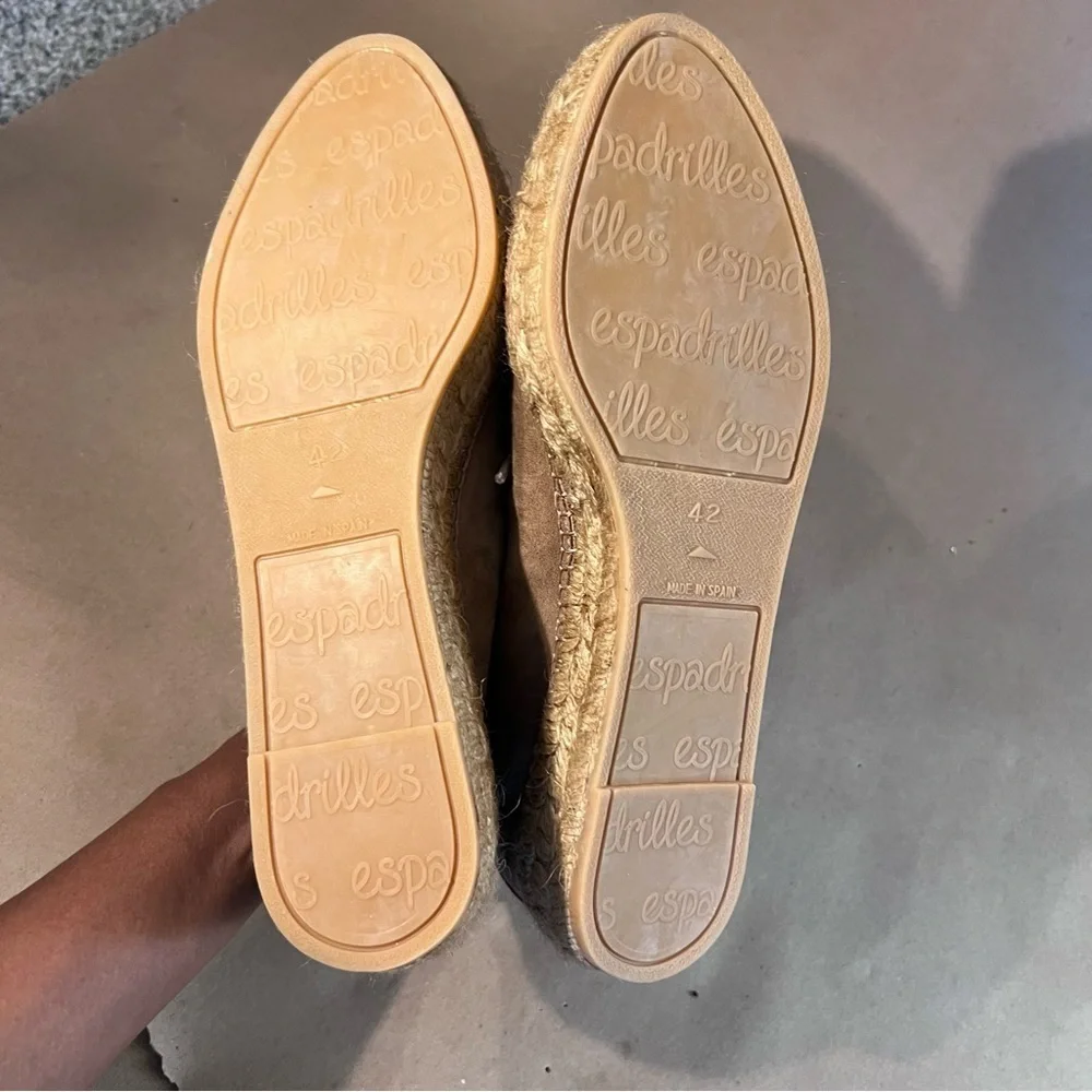 NWOB Eric Michael Womens Espadrilles Platform Heels Tan Suede LaceUp Spain EU 42